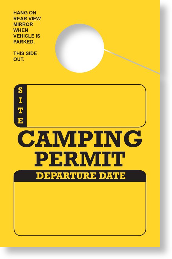 In-Stock Camping Permit Hang Tag | Bright-Yellow 