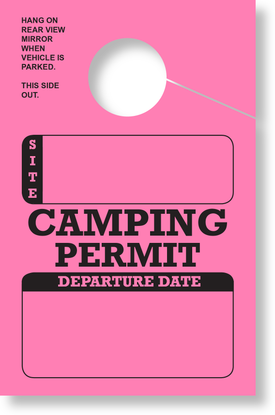 In-Stock Camping Permit Hang Tag | Pink 