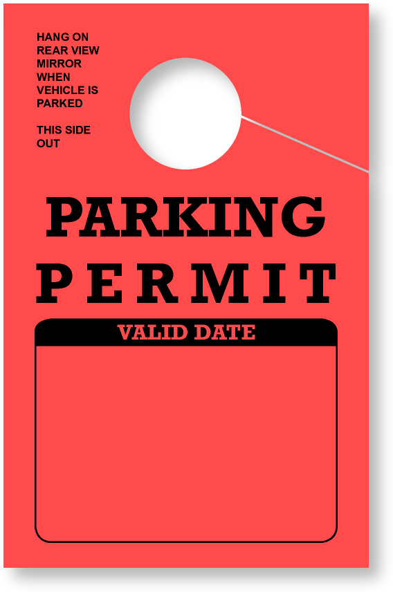 Parking Permit Hang Tag | Red | TropicTags.com 
