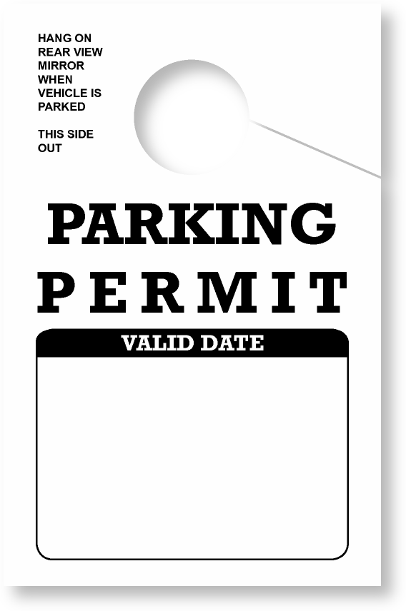 Parking Permit Hang Tag | White | TropicTags.com 