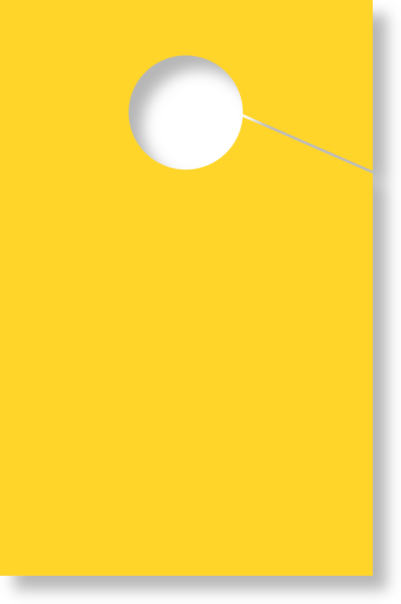 Bright-Yellow Blank Mirror Hang Tags With Hole & Slit 