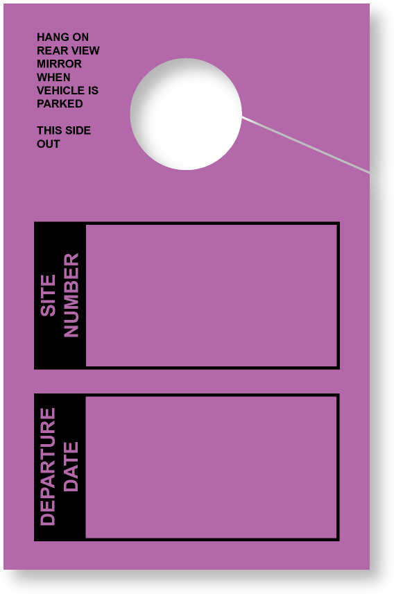 In Stock Site/Departure Date Hang Tag | Purple 
