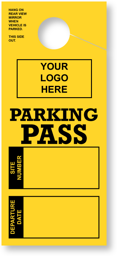 Customizable RV Parking Pass Hanging Mirror Tag | Bright-Yellow 