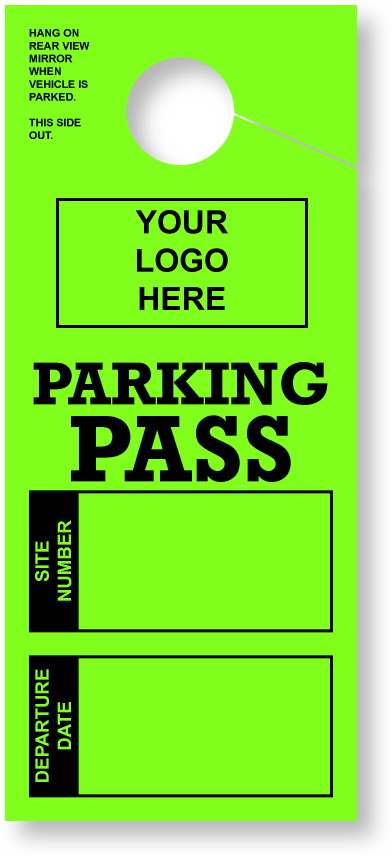 Customizable RV Parking Pass Hanging Mirror Tag | Green 