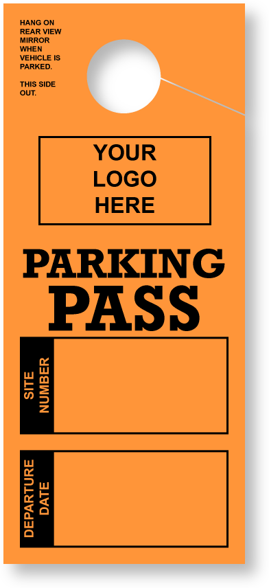 Customizable RV Parking Pass Hanging Mirror Tag | Orange 