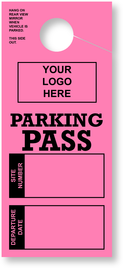 Customizable RV Parking Pass Hanging Mirror Tag | Pink 