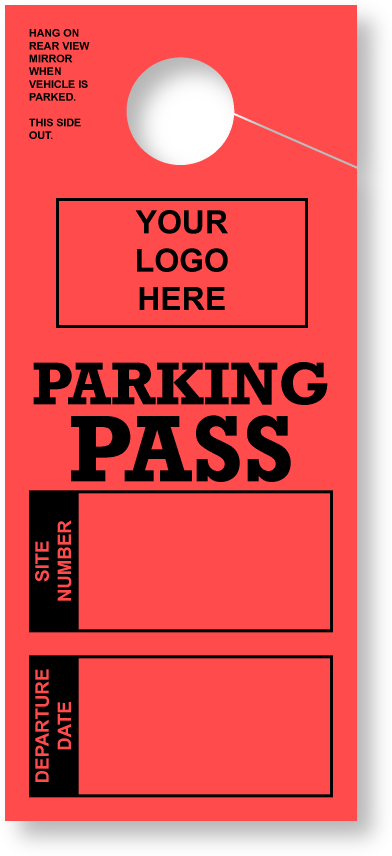 Customizable RV Parking Pass Hanging Mirror Tag | Red 