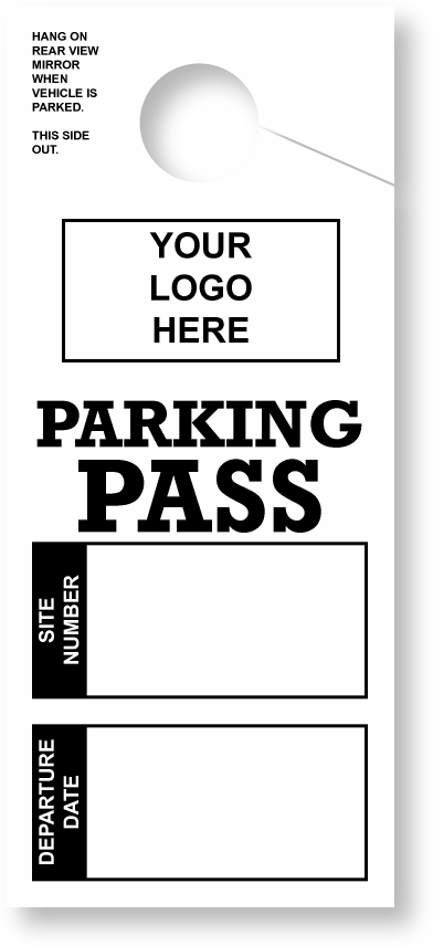 Customizable RV Parking Pass Hanging Mirror Tag | White 
