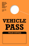 In Stock Vehicle Pass Hang Tag | Orange 